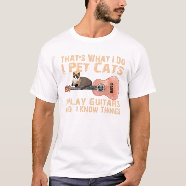 Camiseta É isso que eu faço com os gatos que eu toco guitar (Frente)