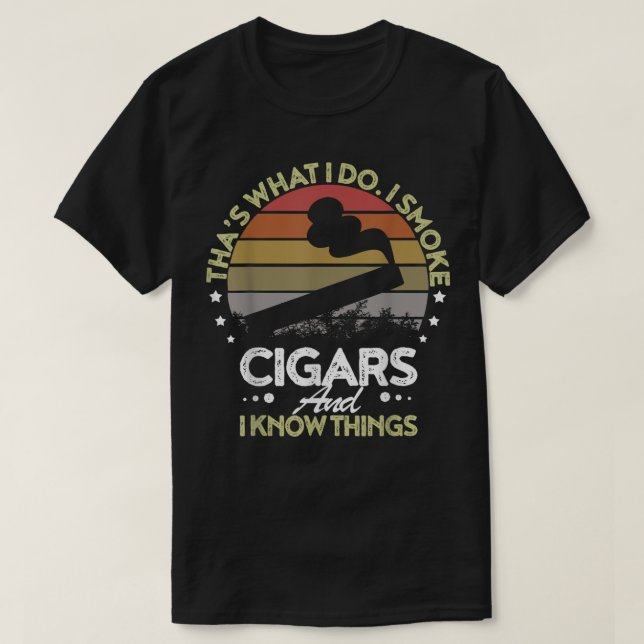Camiseta É isso que eu faço eu fumo cigarros e sei coisas (Frente do Design)