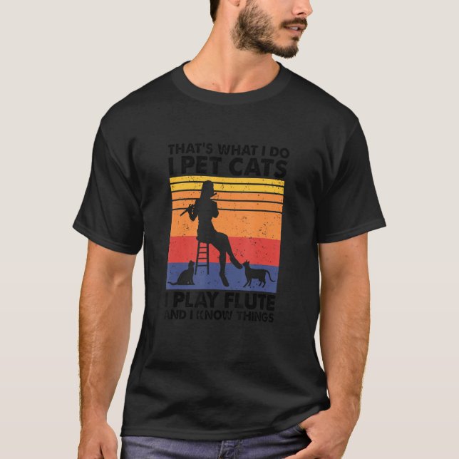 Camiseta É isso que eu faço, eu ponho gatos que toco flauta (Frente)