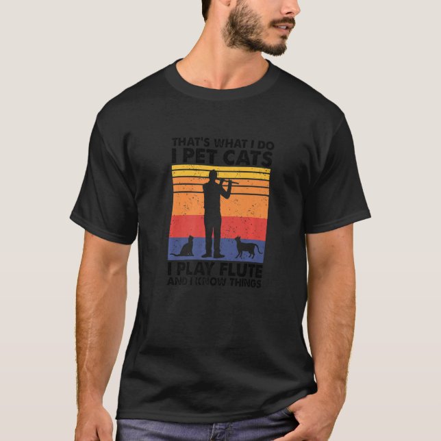 Camiseta É isso que eu faço, eu ponho gatos que toco flauta (Frente)