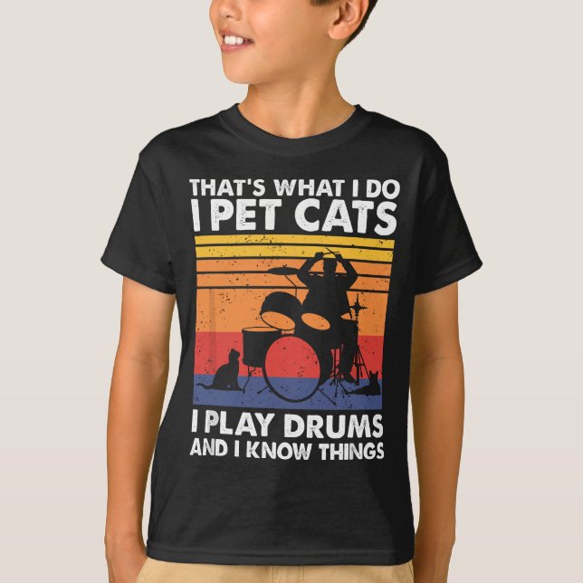 Camiseta É isso que eu faço, eu ponho gatos que toco tambor (Frente)