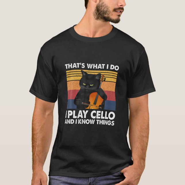 Camiseta É isso que eu faço, eu toco Cello e sei coisas (Frente)