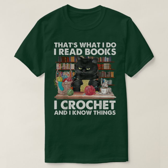 Camiseta É isso que eu leio o livro que eu crochet e sei (Frente do Design)
