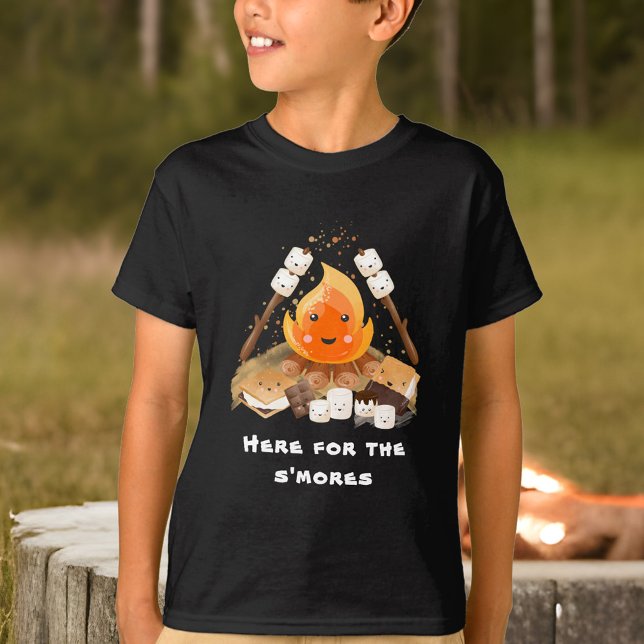 Camiseta É mais bonito, engraçado, acampamento, garoto (S'more Cute Funny Camping Campfire Name boy T-Shirt)