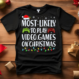 Camiseta É mais provável que JOGEM VÍDEOGAMAS NO NATAL
