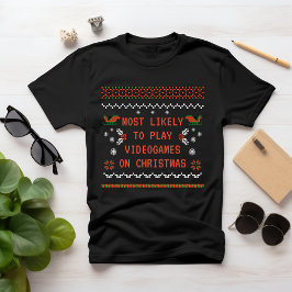 Camiseta É mais provável que JOGEM VÍDEOGAMAS NO NATAL