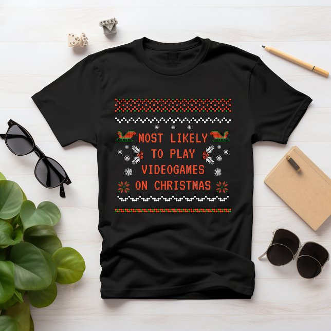 Camiseta É mais provável que JOGEM VÍDEOGAMAS NO NATAL (Criador carregado)
