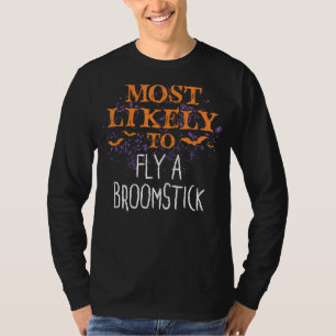 Camiseta É Mais Provável Que O Halloween Voe Uma Vassoura