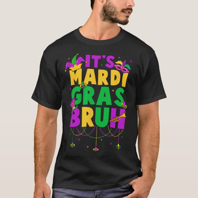 Camiseta É Mardi Gras Bruh Adolescentes Garotos Engraçados  (Frente)