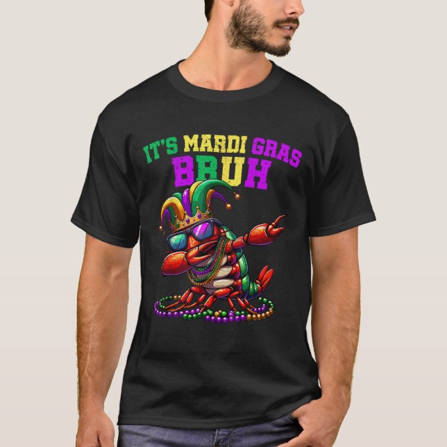 Camiseta É Mardi Gras Bruh Dabbing Crawfish Kid (Frente)