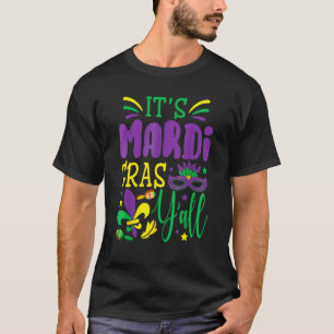 Camiseta É Mardi Gras Galera Máscara de Fantasia de Festa d