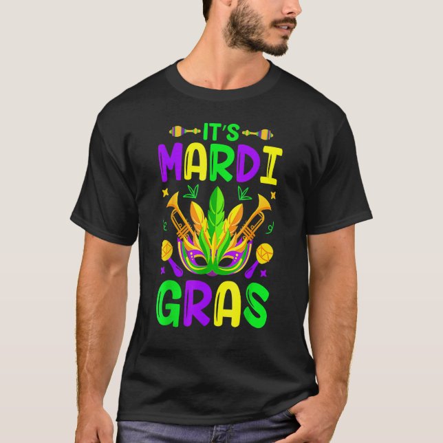 Camiseta É Mardi Gras New Orleans Carnival Mask Fat Tue (Frente)