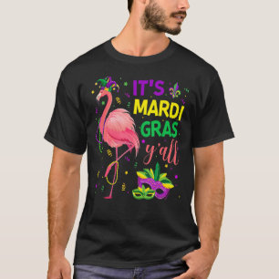 Camiseta É Mardi Gras Y'All Engraçado Flamingo com Miçanga