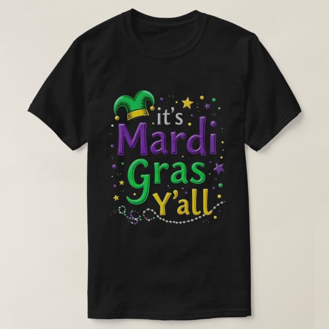 Camiseta É Mardi Gras Yall Mardi Gras Costume Parade (Frente do Design)