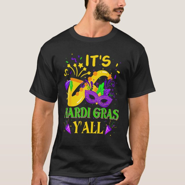 Camiseta É Mardi Gras Y'all Mask Saxofone (Frente)