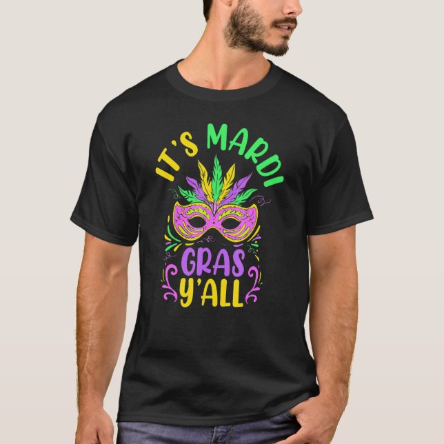Camiseta É Mardi Gras Y'all Shenanigan New Orleans Louis (Frente)