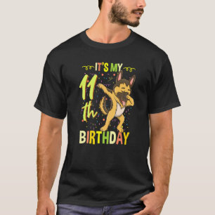 Camiseta É Meu 11º Aniversário Dabbing Pastor Alemão