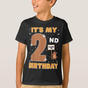 Camiseta É Meu 2º Aniversário Dia da Marmota Menina de 2 An