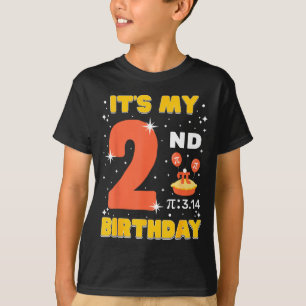 Camiseta É Meu 2º Aniversário Pi Dia Matemática 2 Anos Cria