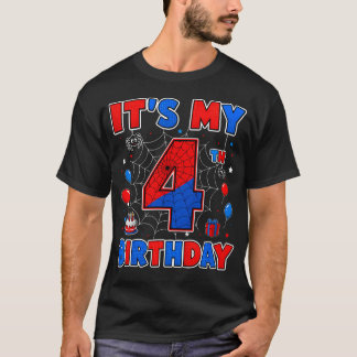 Camiseta É Meu 4º Aniversário Menino Tema Festa Teia de Ara