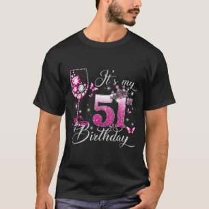 Camiseta É Meu 51º Aniversário Rosa 51 Anos de Idade Aniver