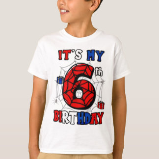Camiseta É Meu 6º Aniversário Aranha Super-Herói