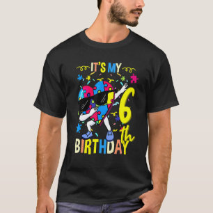 Camiseta É Meu 6º Aniversário Dabbing Puzzle Autismo