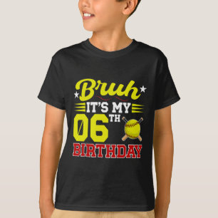 Camiseta É Meu 6º Aniversário Jogador de Softbol de 6 Anos