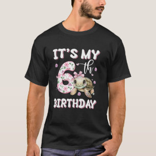 Camiseta É Meu 6º Aniversário Tartaruga Fofa Peixe Marinho