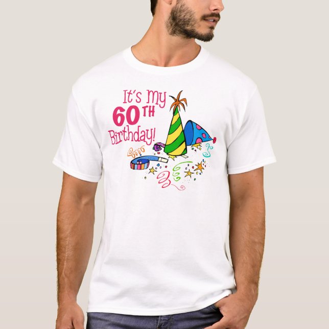Camiseta É meu 60th aniversário (os chapéus do partido) (Frente)