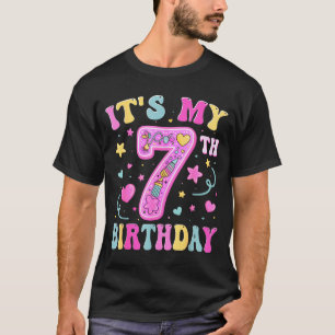Camiseta É meu 7º aniversário de 7 anos Menina Feliz Natal