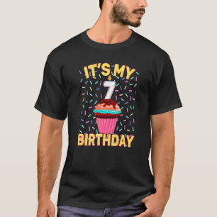 Camiseta É meu 7 Aniversário Doce Cupcake Sete Anos