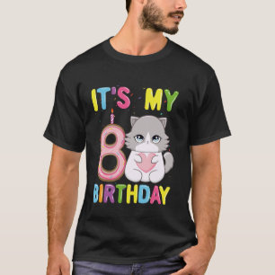Camiseta É Meu 8º Aniversário Menina Gata Ragdoll de 8 Anos