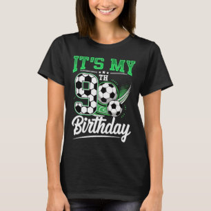 Camiseta É Meu 9º Aniversário Bola de Futebol Menino 9 Anos
