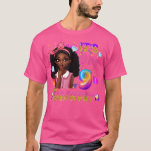 Camiseta É Meu 9º aniversário, Meninas Negras Crianças Boni