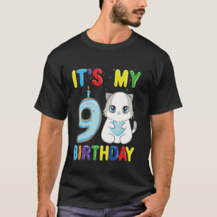 Camiseta É Meu 9º Aniversário Menino Gato Ragdoll de 9 Anos