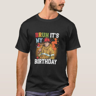 Camiseta É Meu Aniversário Caminhão de Bombeiros Bombeiro M
