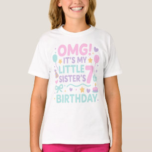 Camiseta É Meu Aniversário de 7 Anos da Minha Irmãzinha