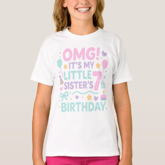Camiseta É Meu Aniversário de 7 Anos da Minha Irmãzinha
