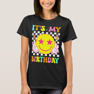 Camiseta É Meu Aniversário Feliz Rosto Sorridente Paz Garot