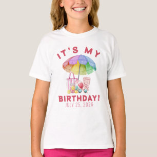 Camiseta É Meu Aniversário Garota de Festa de Piscina com A