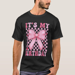 Camiseta É Meu Aniversário Laço Pink Coquette Meninas de An