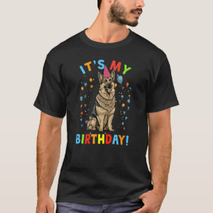 Camiseta É Meu Aniversário Presentes de Pastor Alemão Cão F