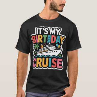 Camiseta É Meu Cruzeiro de Aniversário Pôr do Sol Retrô