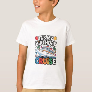 Camiseta É Meu Cruzeiro de Aniversário Rosa Fofo Viagem Mar