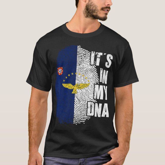 Camiseta É meu DNA Açores Bandeira Portugal Patriótico Port (Frente)
