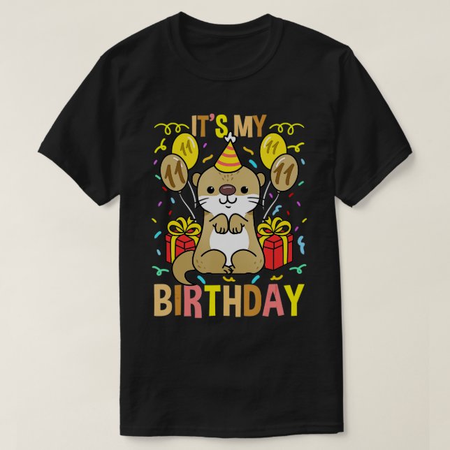 Camiseta É Minha 11 Birthday Otter (Frente do Design)
