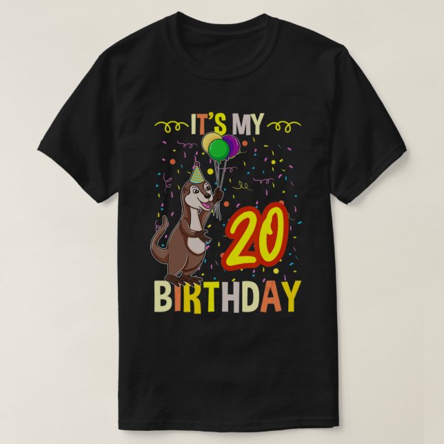 Camiseta É Minha 20 Birthday Sea Otter (Frente do Design)