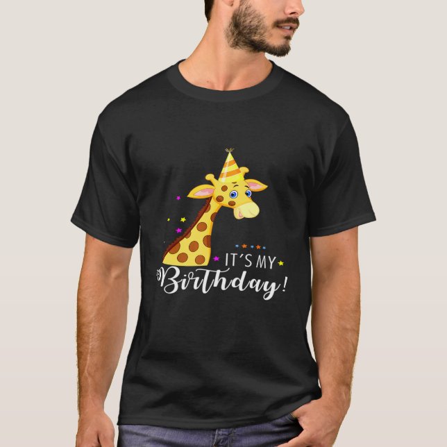 Camiseta É Minha Adorável Girafa De Aniversário Num Hábito  (Frente)