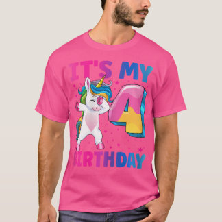 Camiseta É Minha Garota De 4 Anos De Aniversário Do Unicórn
